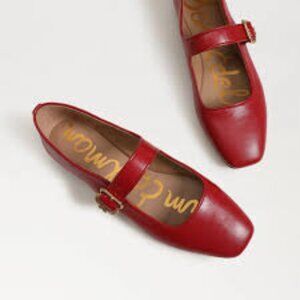 NWT - SAM EDELMAN - Michaela Mary Jane Flats - Scarlet Leather - W7.5
